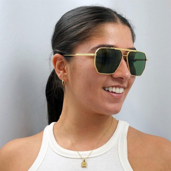 NEW BOTTEGA VENETA SUNGLASSES, UNISEX GOLD SQUARE EYEWEAR BOTTEGA VENETA - Picture 3 of 4